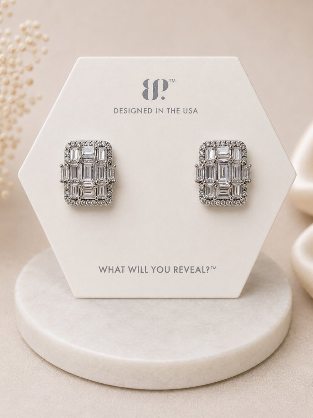 Bomb Party "Velvet Ice" ER56754 Diamond CZ on Rhodium $136 MSRP
